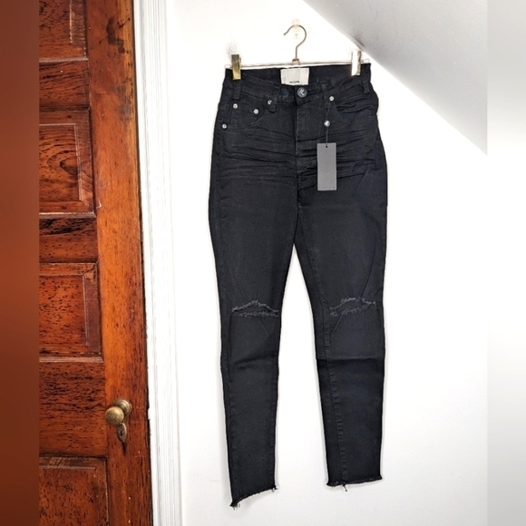 ONE TEASPOON High Waist FreeBird Jeans Denim Distressed Black Punk NEW Size 25 - Picture 1 of 9